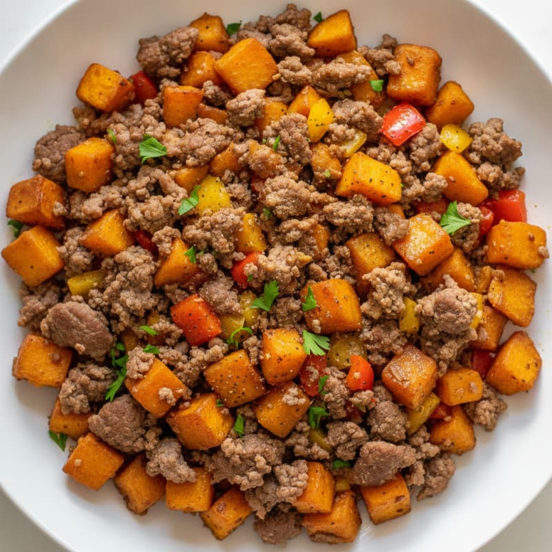 Ground Beef and Sweet Potato Hash