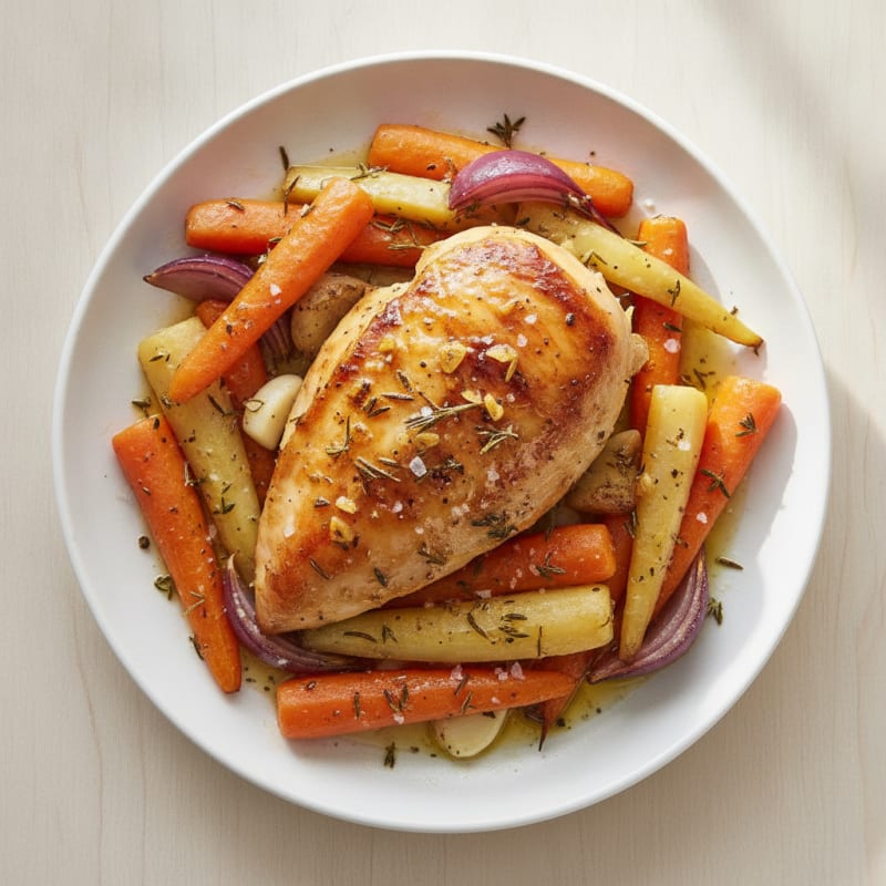 Garlic Herb Roasted Chicken with Root Vegetables
