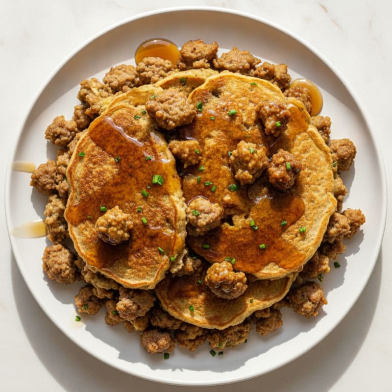 Maple-Glazed Sausage and Pancake Bake