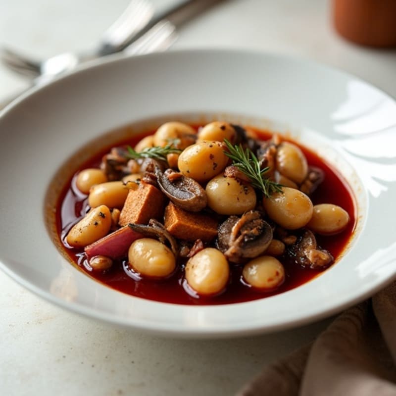 Red Wine Braised Mushroom and Pearl Onion Stew