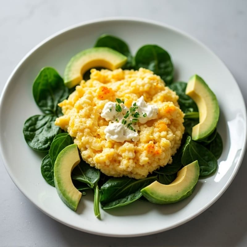 Egg White and Cottage Cheese Scramble with Spinach