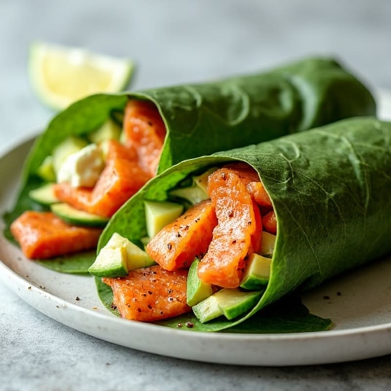 Crispy Salmon Avocado Creamy Nori Wraps