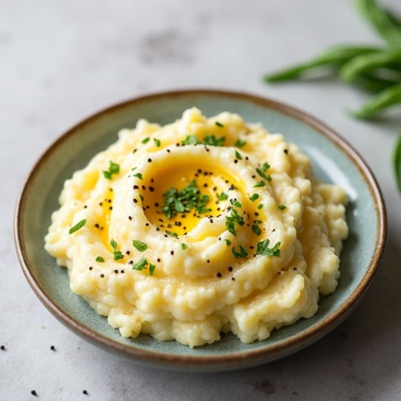 Creamy Cauliflower-Potato Mash with Roasted Garlic