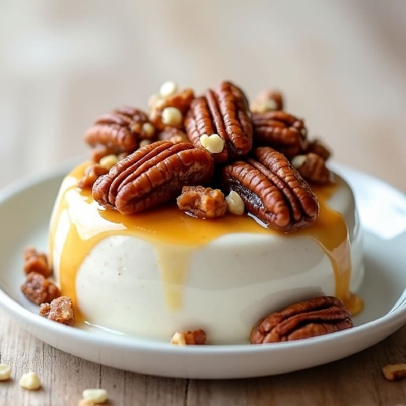 Creamy Vanilla Greek Yogurt with Date Caramel and Crunchy Pecans