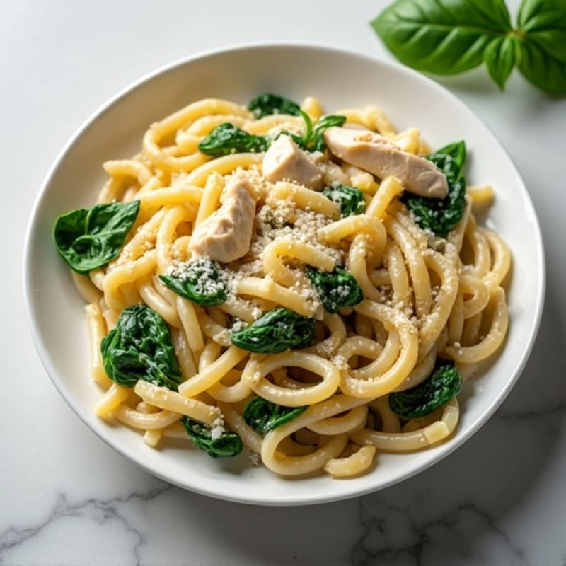 Creamy Lemon Garlic Chicken Pasta with Fresh Spinach