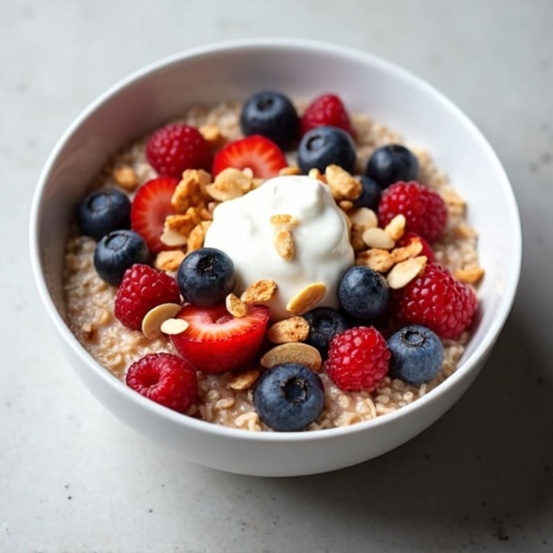 Creamy Steel-Cut Oats with Mixed Berries and Toasted Almonds