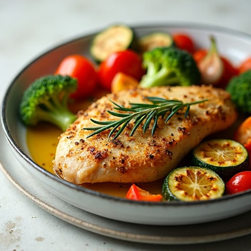 Herb-Crusted Pan Seared Chicken with Roasted Vegetables