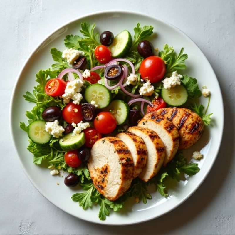 Herb-Citrus Grilled Chicken with Fresh Mediterranean Salad