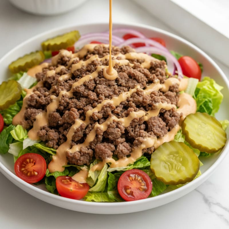 Deconstructed Burger Bowl with Special Sauce