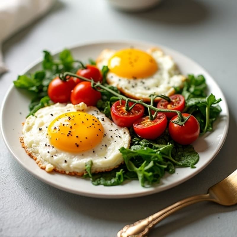 Protein-Packed Fluffy Eggs with Sautéed Spinach and Cherry Tomatoes