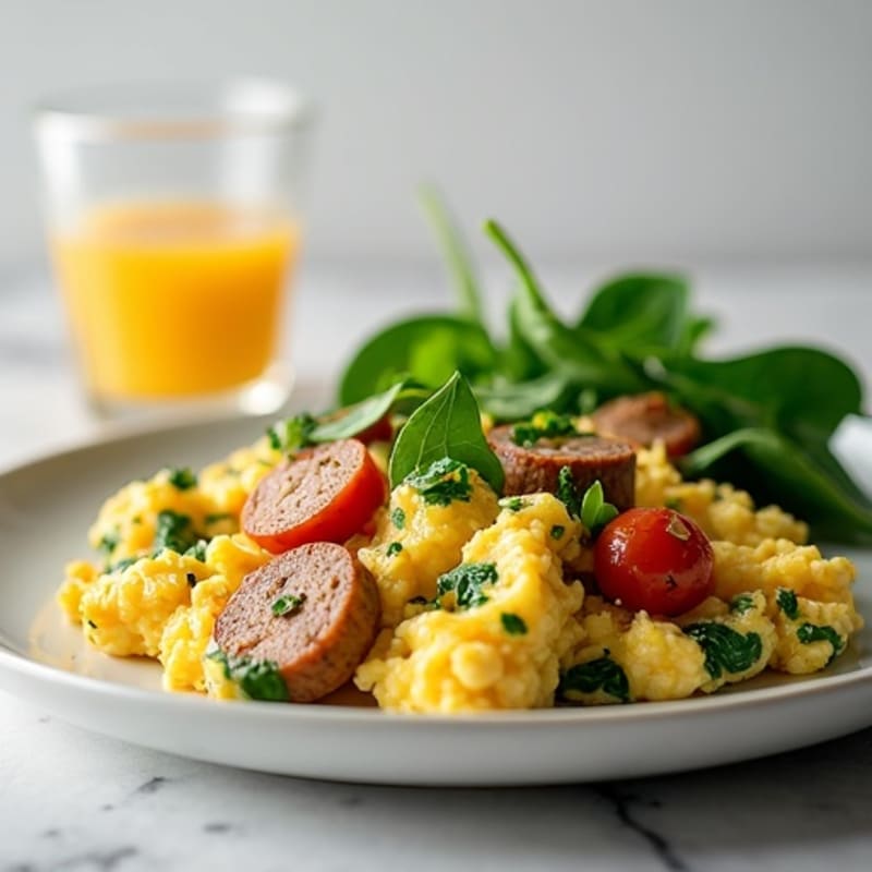 Egg White and Turkey Sausage Scramble with Spinach