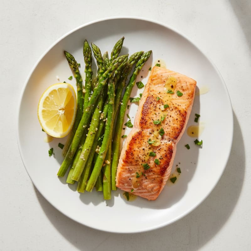 Pan-Seared Salmon with Roasted Asparagus