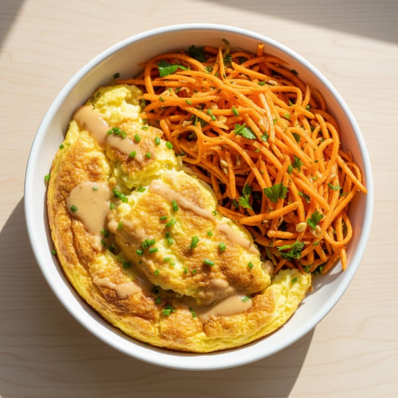 Golden Baked Eggs with Zesty Carrot Salad