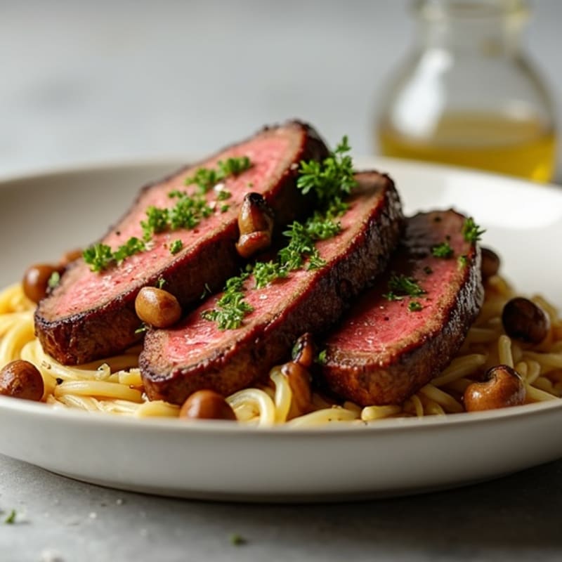 Ginger-Garlic Seared Beef with Mushrooms