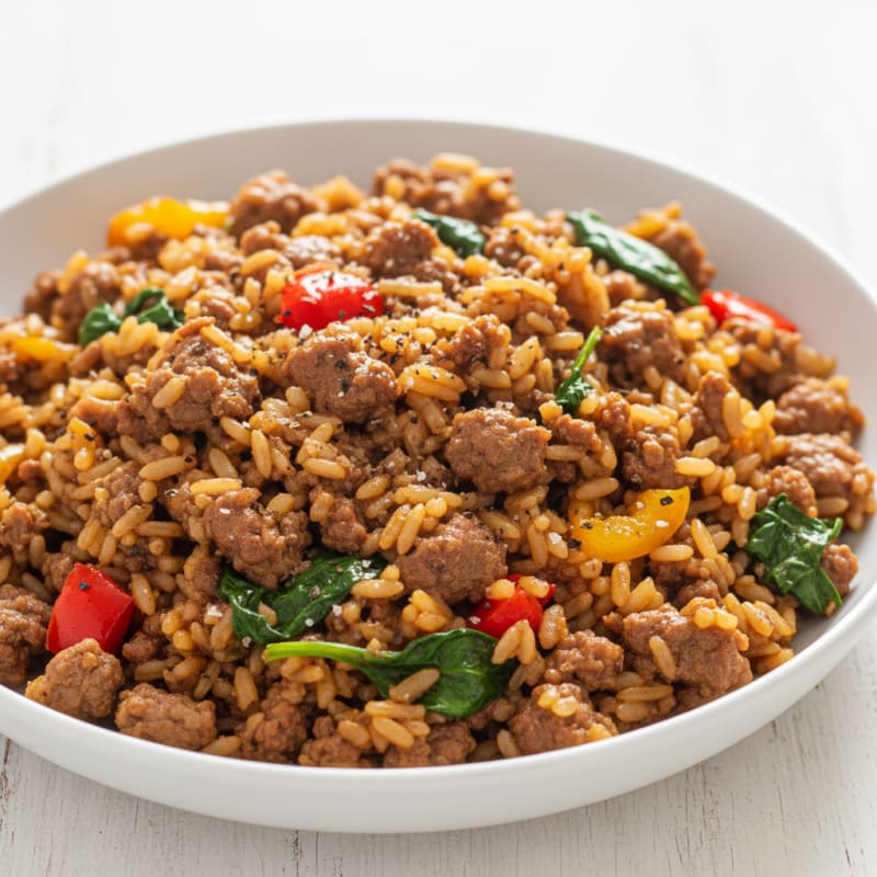 Savory Ground Beef and Basmati Rice Skillet