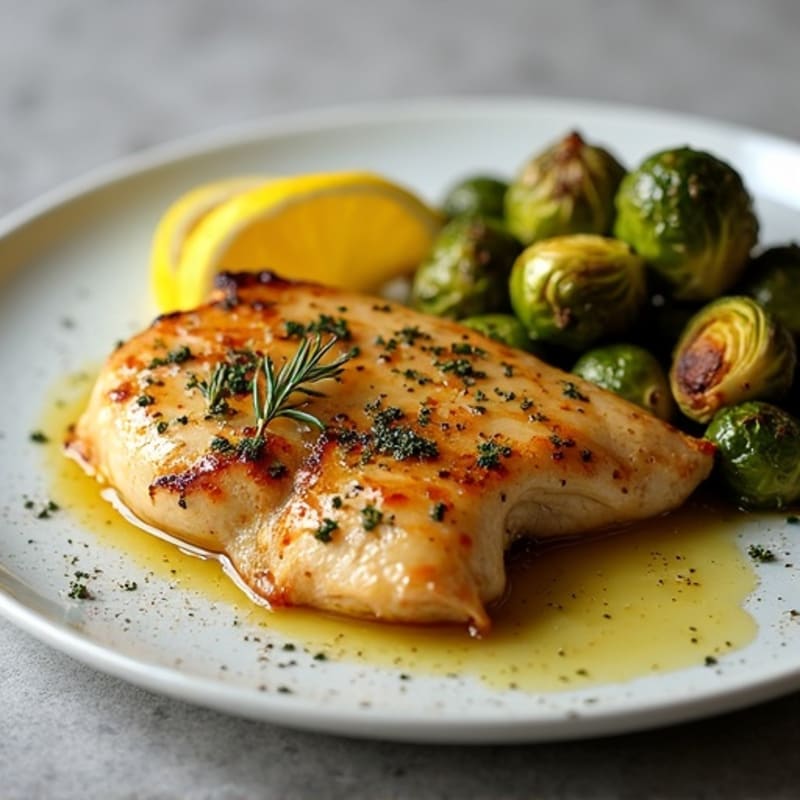 Lemon Herb-Roasted Chicken with Crispy Brussels Sprouts