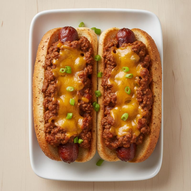 Chili Cheese Beef Hot Dogs