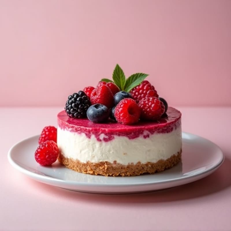Greek Yogurt Protein Cheesecake with Mixed Berries