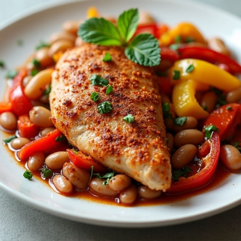Spicy Southwest Chicken Skillet with Kidney Beans and Bell Peppers
