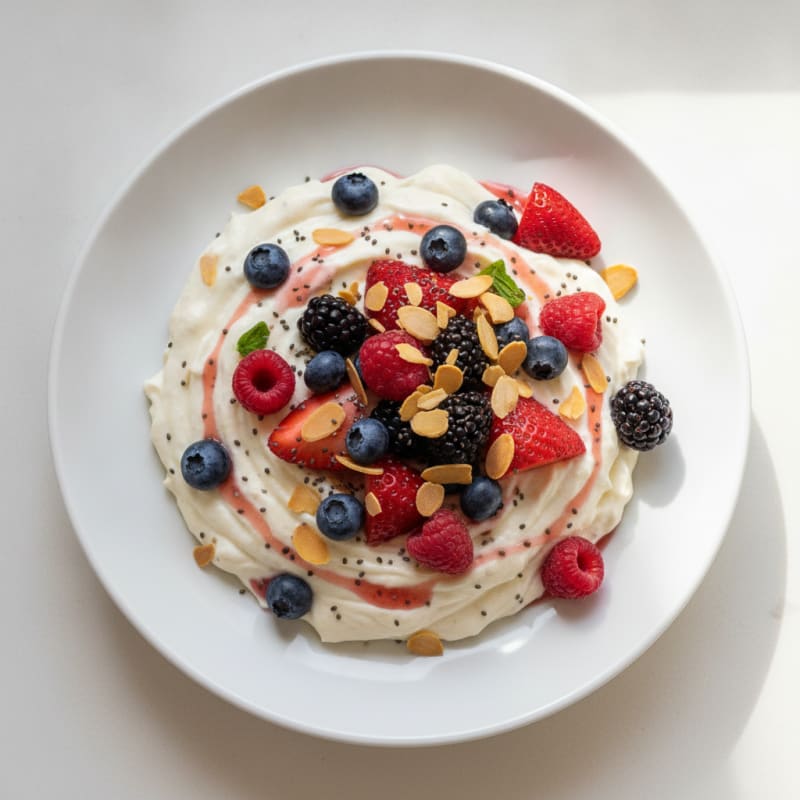 Silky Greek Yogurt Protein Pudding with Mixed Berries