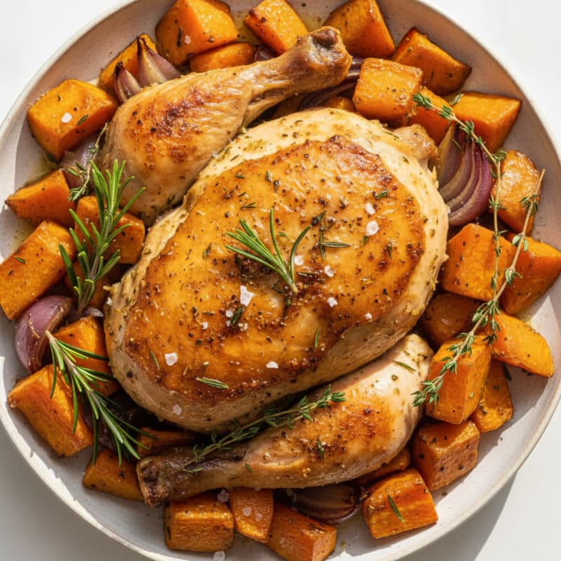 Garlic Herb Roasted Chicken with Root Vegetables