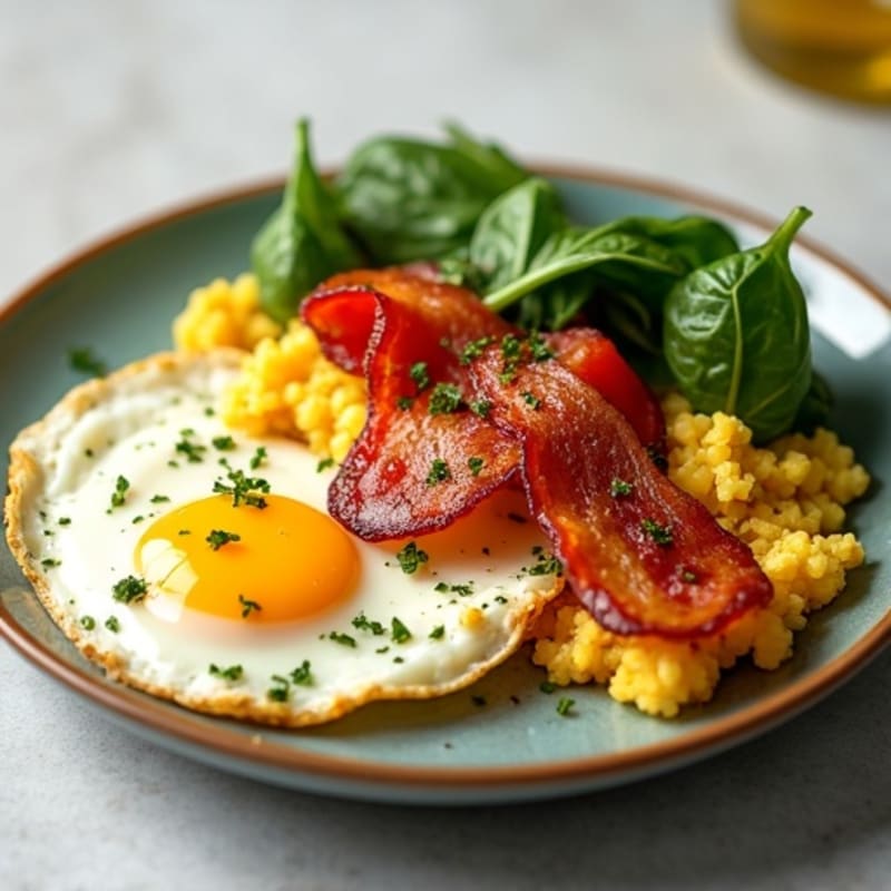 Crispy Turkey Bacon and Egg Scramble with Fresh Herbs