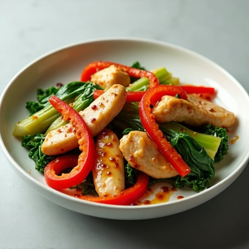 Garlic Ginger Chicken Stir-Fry with Tender Bok Choy