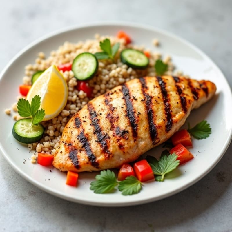 Grilled Chicken Breast with Crunchy Quinoa Salad