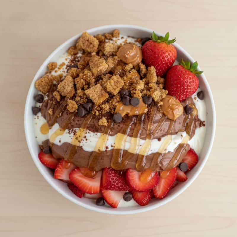 Chocolate Protein Yogurt Parfait with Fresh Berries