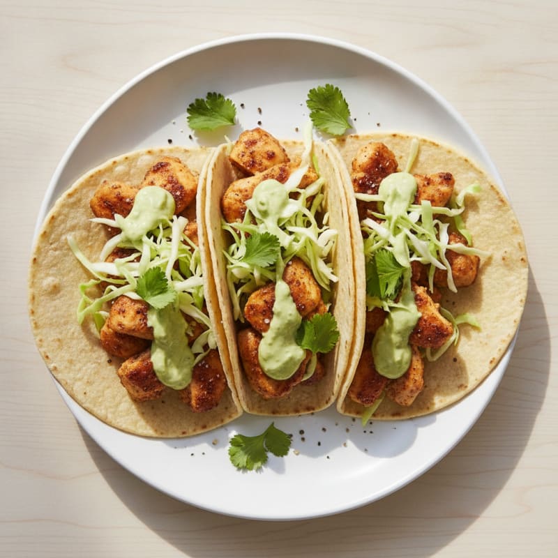 Chicken Tacos with Avocado Crema