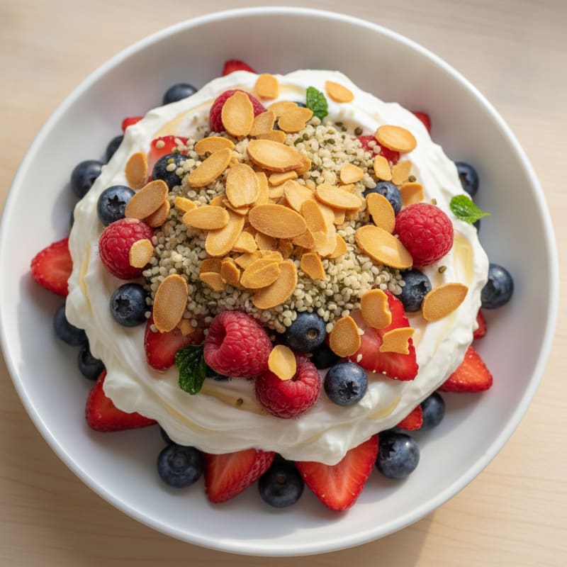 Greek Yogurt Protein Parfait with Mixed Berries