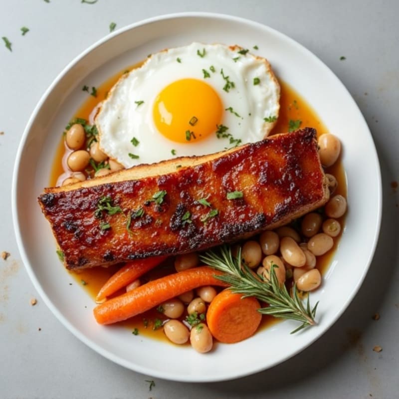 Crispy Slow-Braised Pork Belly with Roasted Root Vegetables