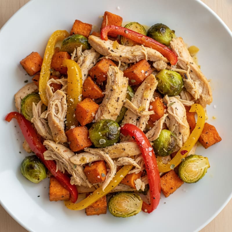 Shredded Chicken with Roasted Vegetables