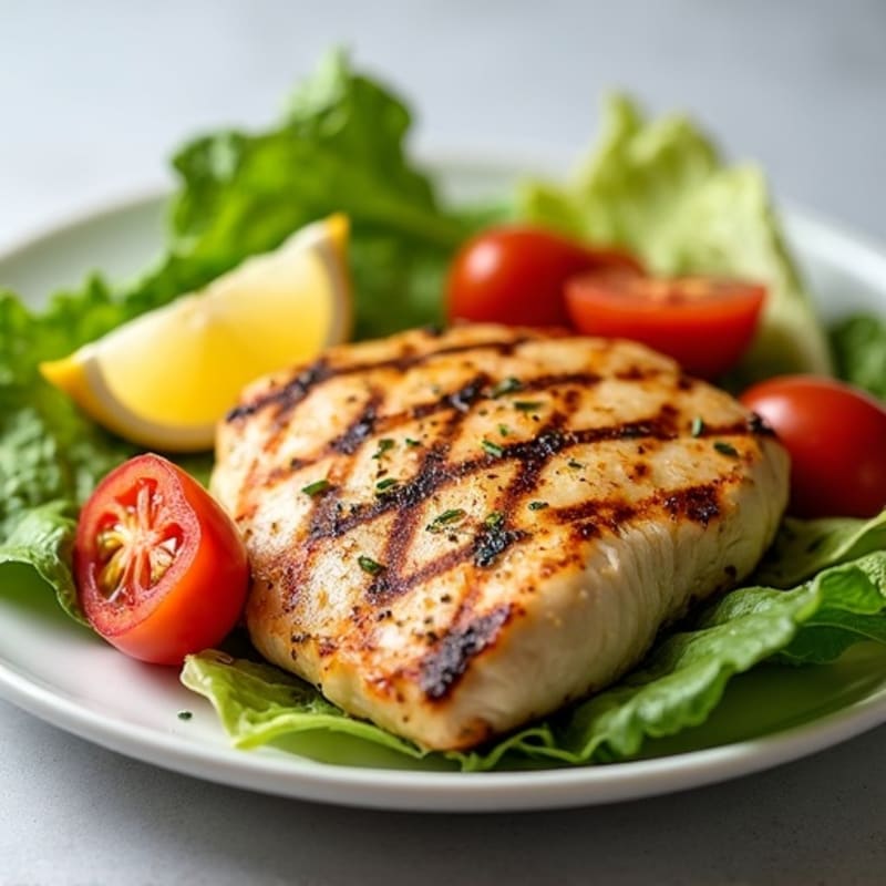 Grilled Chicken Breast with Crisp Romaine and Tomato Salad