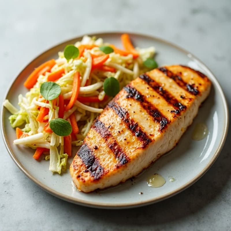 Grilled Chicken Breast with Crunchy Cabbage Slaw
