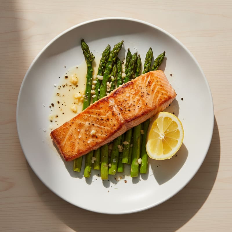 Pan-Seared Salmon with Roasted Asparagus