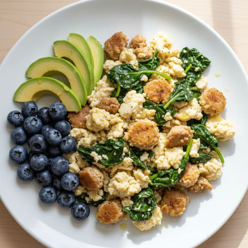 Egg White and Turkey Sausage Scramble with Spinach