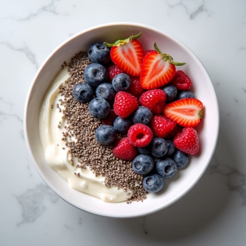 Cottage Cheese and Berry Protein Bowl with Chia Seeds