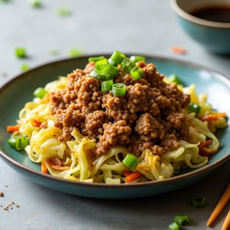 Ginger-Garlic Ground Pork with Crispy Cabbage