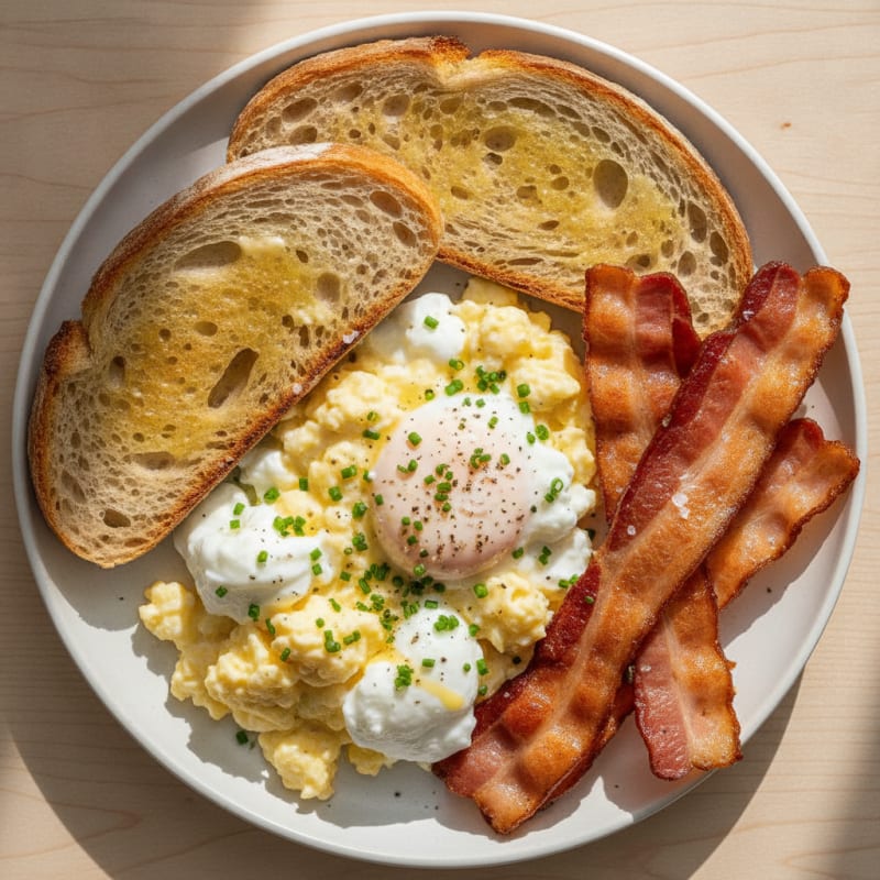 Hearty Scrambled Eggs with Crispy Bacon