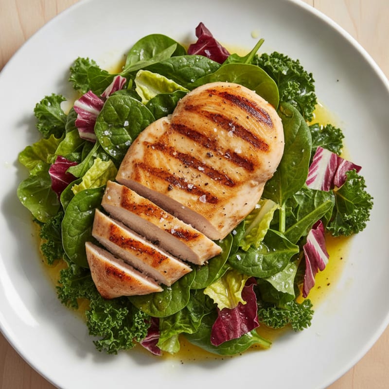 Grilled Chicken Breast with Mixed Greens and Lemon Vinaigrette