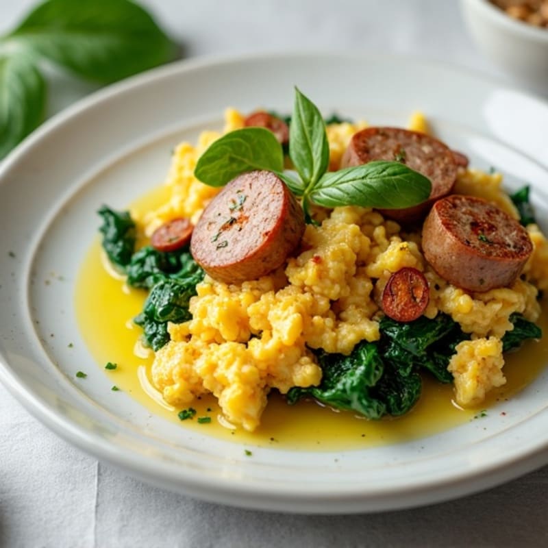 Egg White and Turkey Sausage Scramble with Spinach