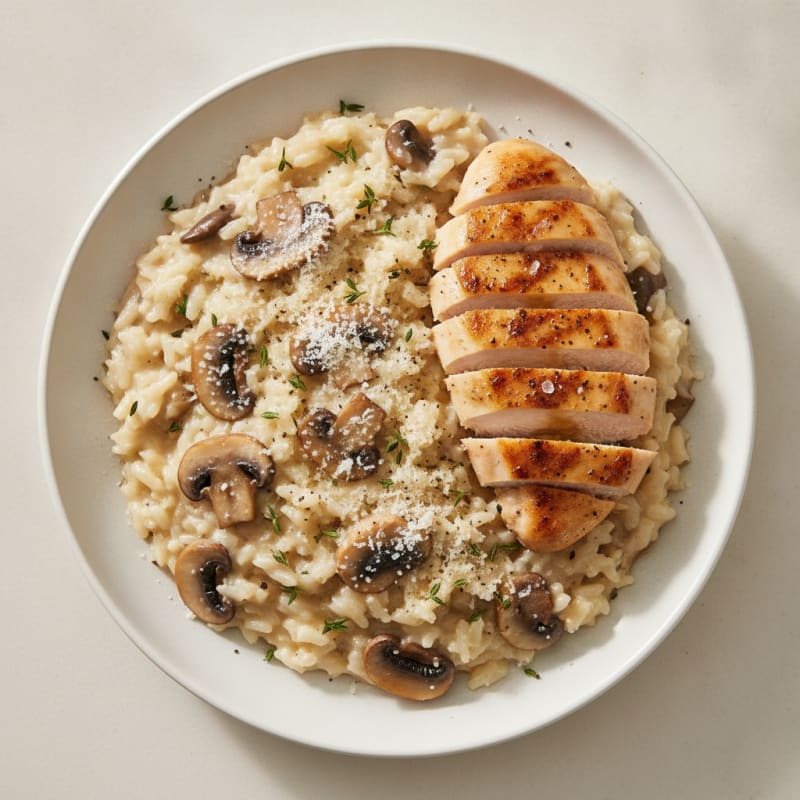 Creamy Parmesan Mushroom Risotto with Seared Chicken