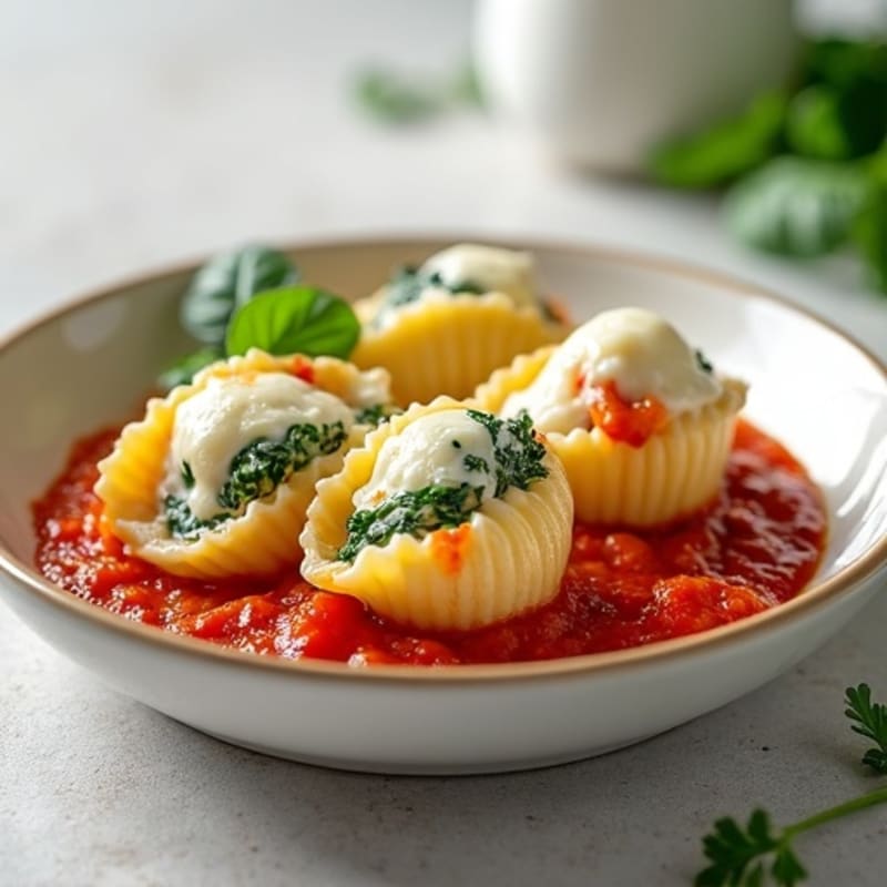 Creamy Ricotta-Spinach Stuffed Pasta Shells