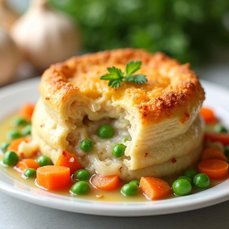 Hearty Chicken and Vegetable Pot Pie with Crispy Topping