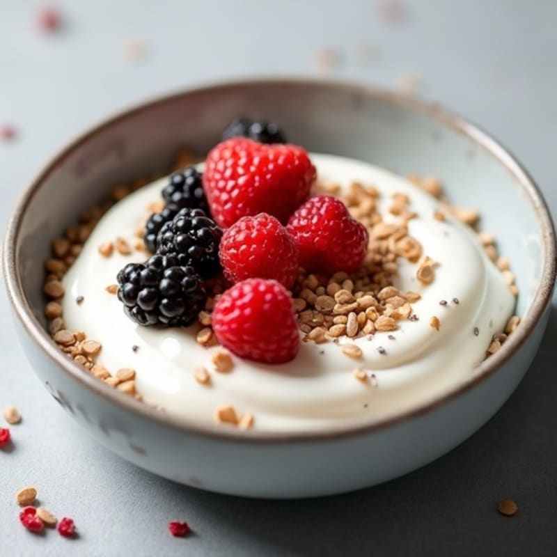 Silky Greek Yogurt with Protein Powder and Fresh Berries