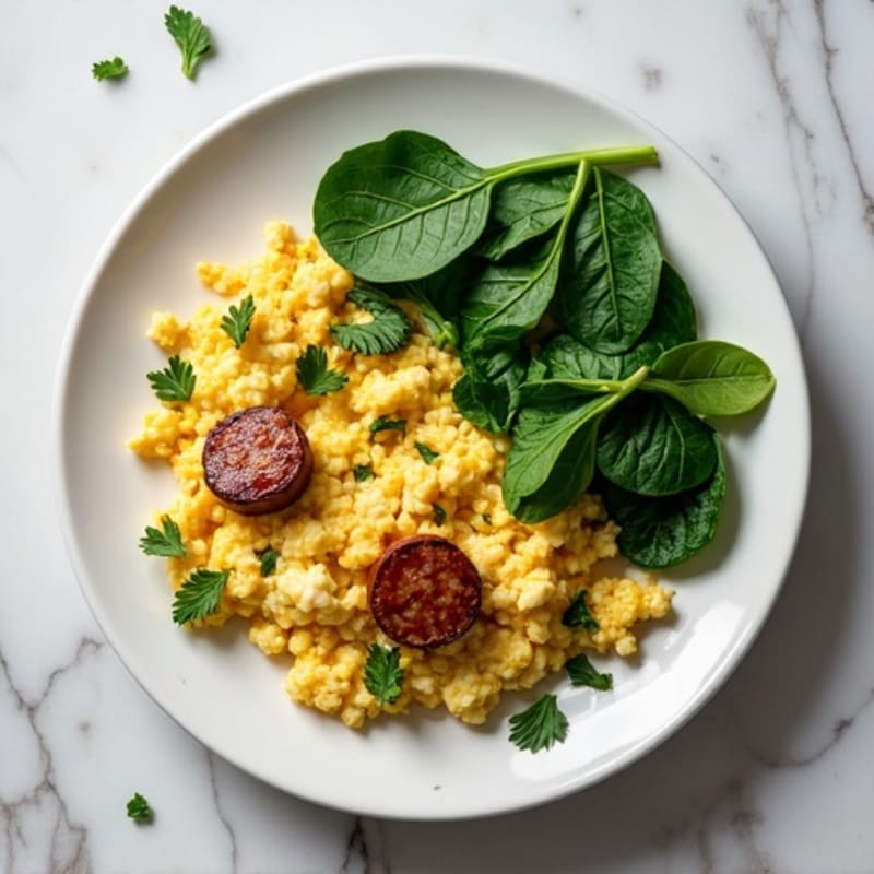 Egg White and Turkey Sausage Scramble with Spinach