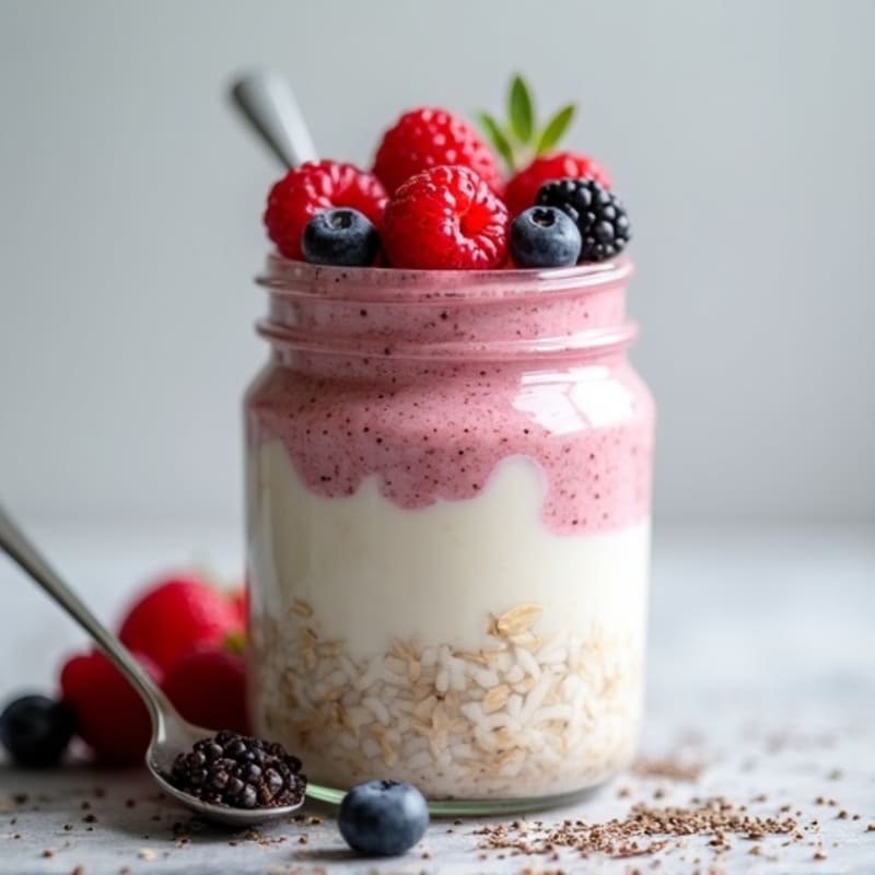 Creamy Protein Overnight Oats with Berries and Chia