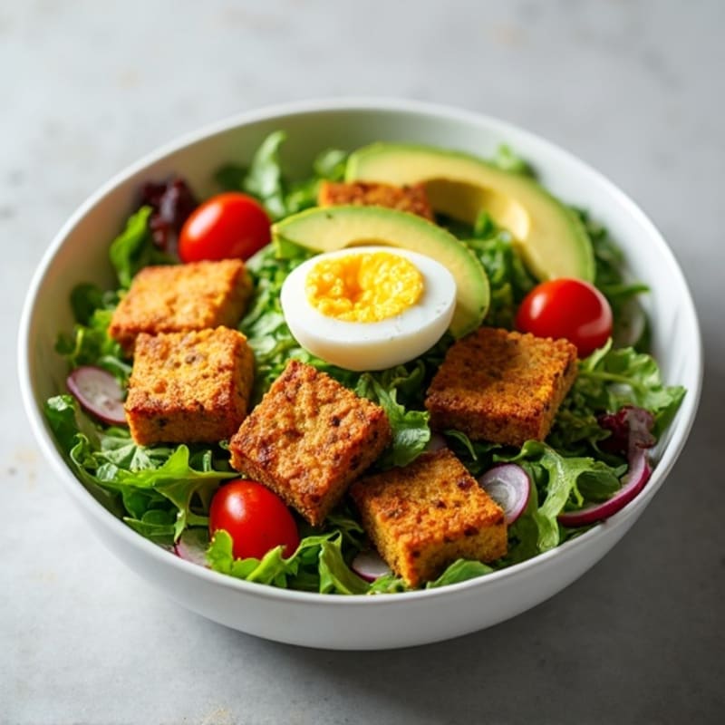 Crispy Avocado and Fresh Greens Salad