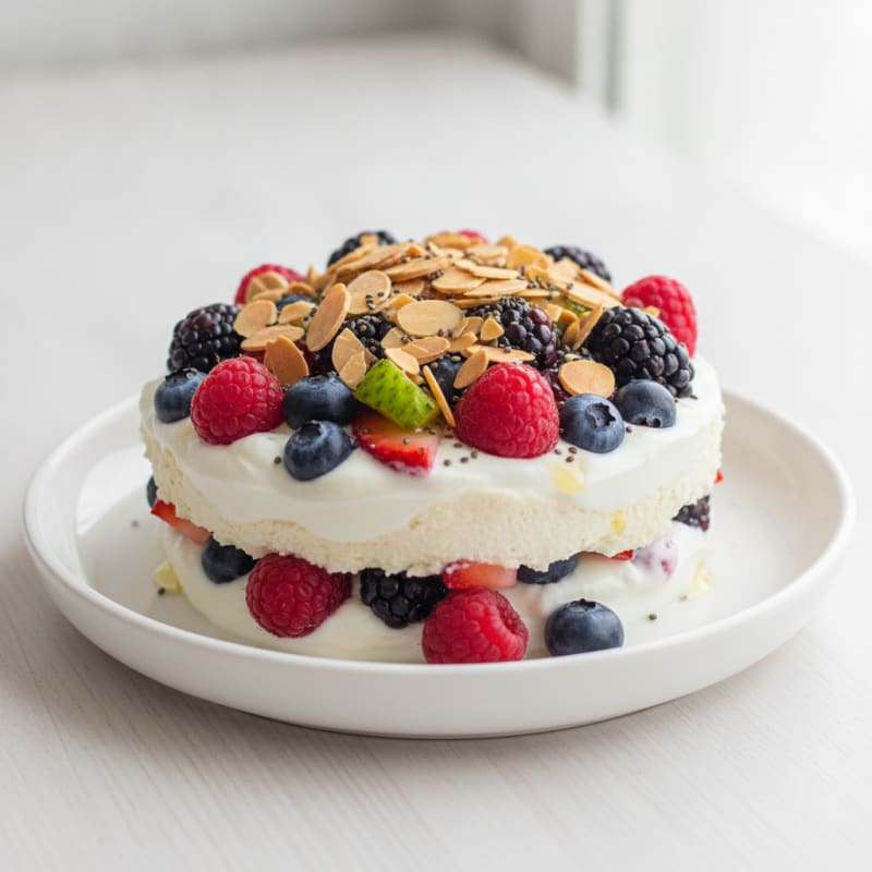 Greek Yogurt Protein Parfait with Mixed Berries and Almonds